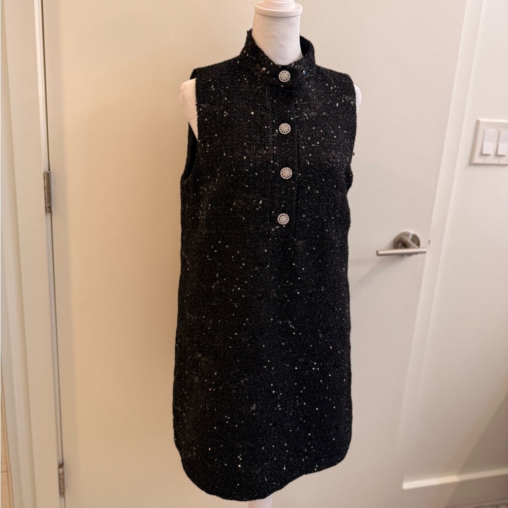 Zara Black Mini Dress with Silver Accents